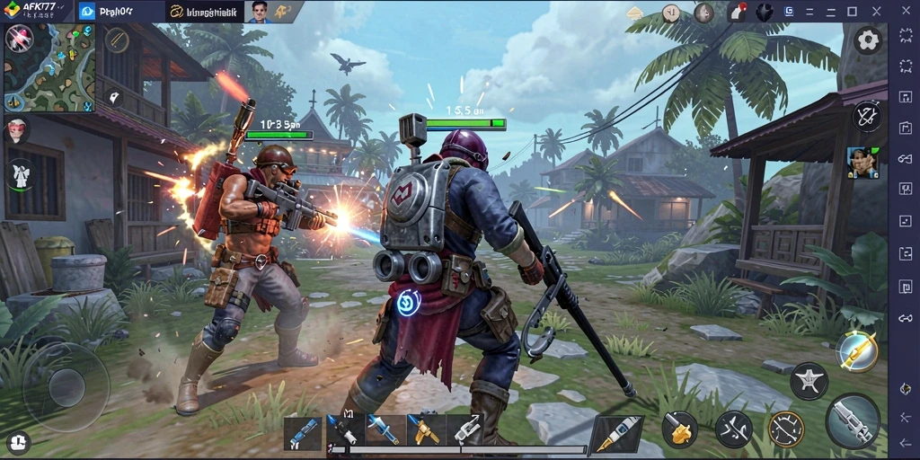 Screenshot AFK77 menampilkan aksi pertempuran strategi yang menarik.