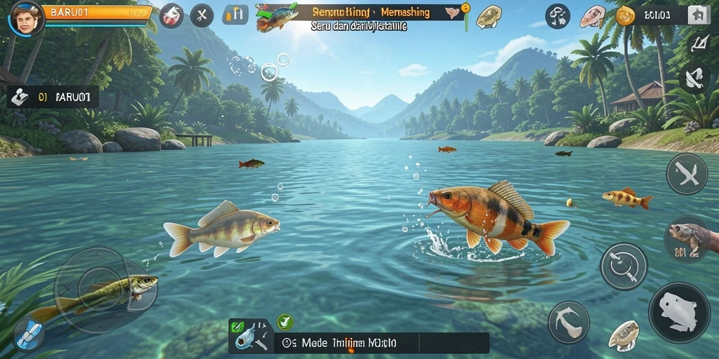 Tangkapan ikan besar dalam gameplay BARU01 yang mendebarkan.