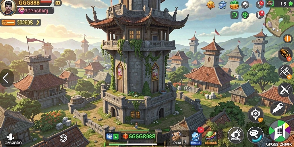 Tangkapan layar utama GGG888 menampilkan aksi gameplay Tower Defense yang mendebarkan.