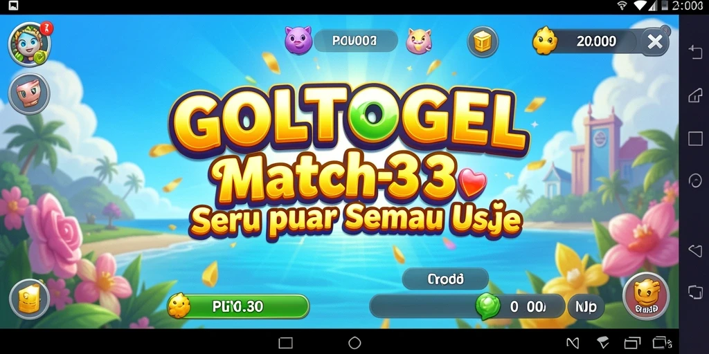 Screenshot GOLTOGEL menampilkan gameplay Match-3 yang seru dan penuh warna.