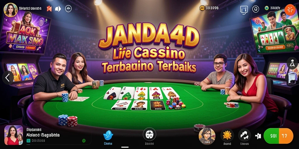 Screenshot gameplay JANDA4D menampilkan dealer langsung yang berinteraksi dengan pemain.