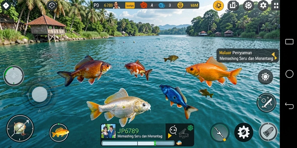Tampilan gameplay yang mendebarkan di <strong>JP6789</strong> saat menangkap ikan.