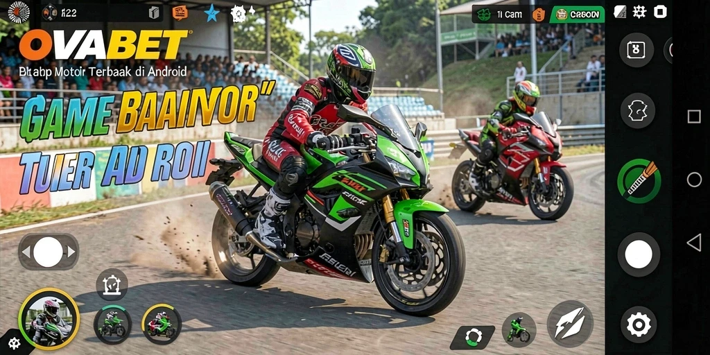 Screenshot OVABET menampilkan aksi balap motor yang seru dan mendebarkan.