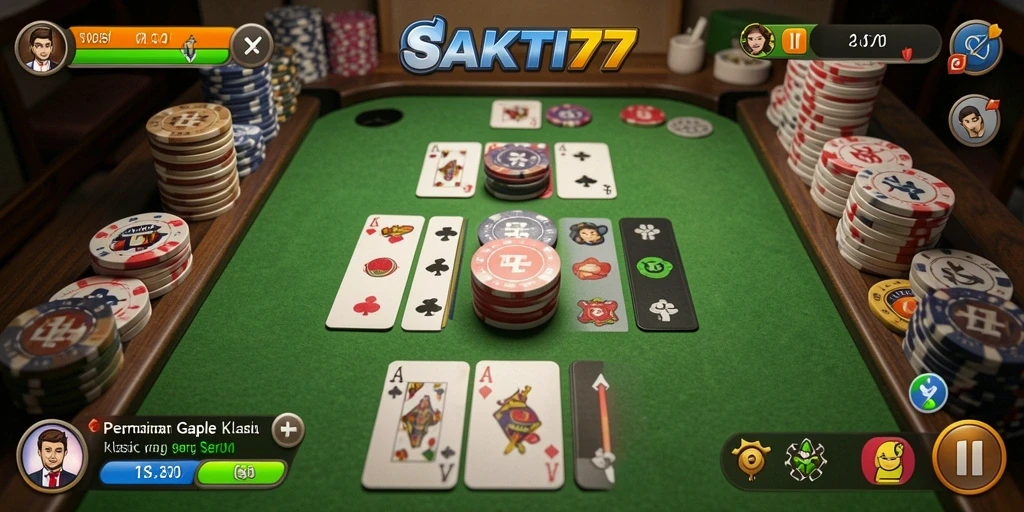 Screenshot gameplay SAKTI77 yang menampilkan suasana seru permainan Gaple.